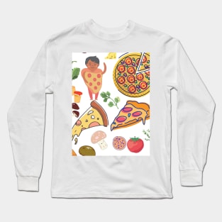 Pizza Pattern Long Sleeve T-Shirt